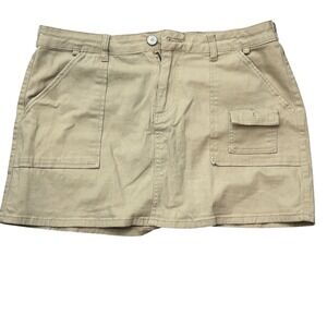 Khaki Cargo Mini Skirt Utility Pocket Y2K Juniors Size 13 Tan Streetwear